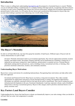 Understanding the Buyer's Perspective When Selling Land