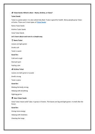 Tulasi Seeds: Which Is Best – Rama, Krishna, or Vana?