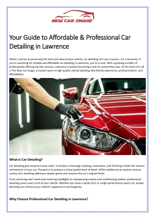 Your Guide to Affordable & Professional Car Detailing in Lawrence