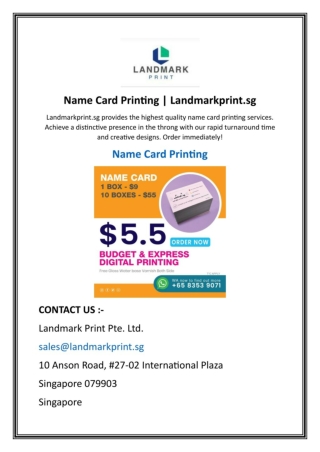 name card printing singapore