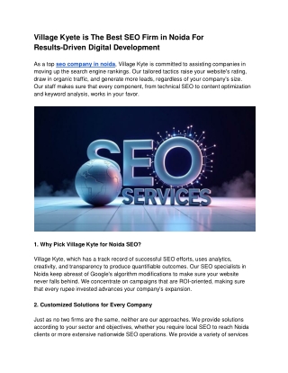 Village Kyete is The Best SEO Firm in Noida For Results-Driven Digital Development