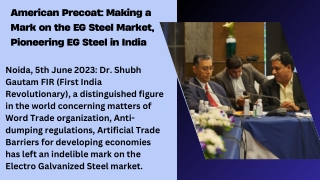 American Precoat Making a Mark on the EG Steel Market, Pioneering EG Steel in India