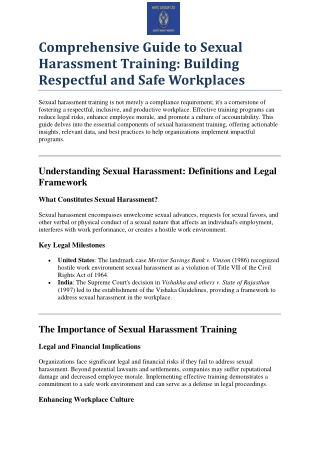 Comprehensive Guide to Sexual Harassment Training