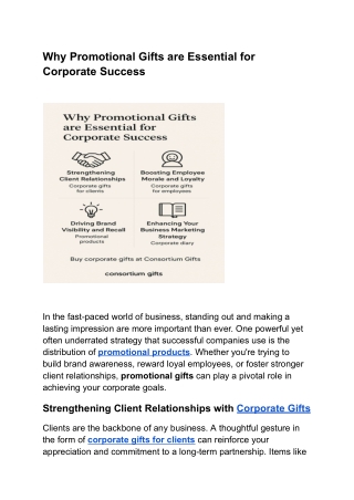 Why Promotional Gifts are Essential for Corporate Success