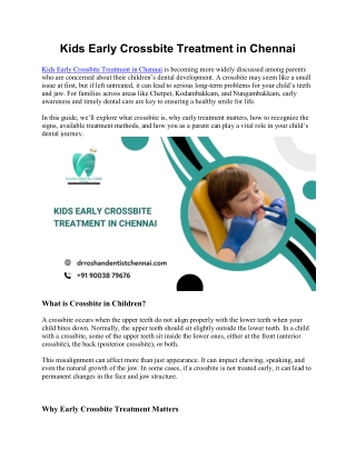 Kids Early Crossbite Treatment in Chennai