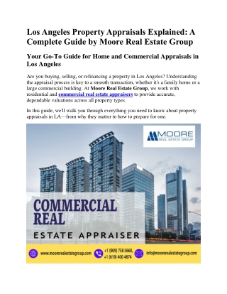 Los Angeles Property Appraisals Explained A Complete Guide by Moore Real Estate Group