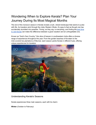 Wondering When to Explore Kerala Plan Your Journey During Its Most Magical Months