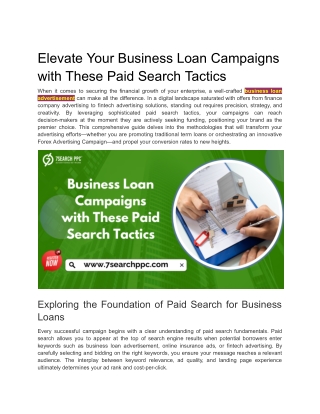 Elevate Your Business Loan Campaigns with These Paid Search Tactics
