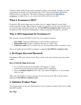 best SEO for ecommerce