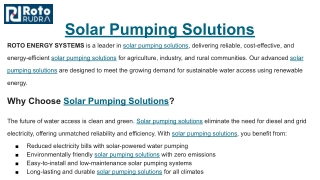 Solar Pumping Solutions