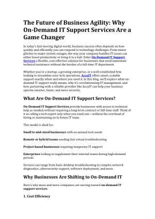 On-Demand IT Support Services