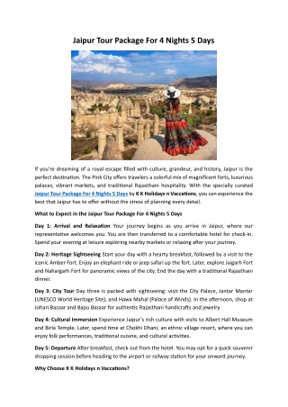 Jaipur Tour Package For 4 Nights 5 Days