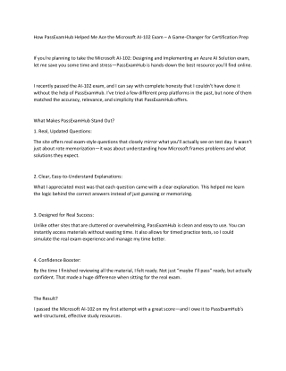 Passed Microsoft AI-102 Exam with PassExamHub – Best Site for Exam Prep