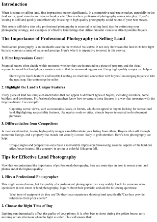 Sell Land Faster with Professional Photography
