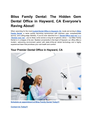 Bliss Family Dental_ The Hidden Gem Dental Office in Hayward, CA Everyone’s Raving About