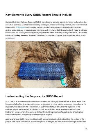 Key Elements Every SUDS Report Should Include