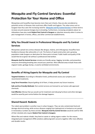 Mosquito and Fly Control Services