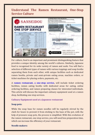 ramen restaurant, a one-stop service