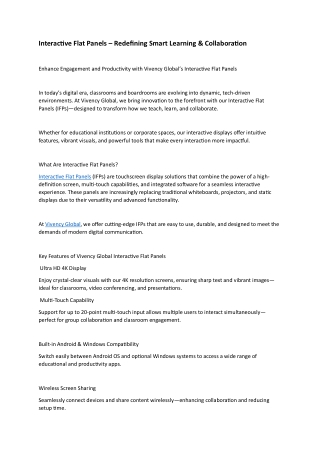 Interactive Flat Panels - vivency global