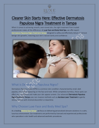 Dermatosis Papulosa Nigra Treatment Tampa By Luxe Face and Body Med Spa