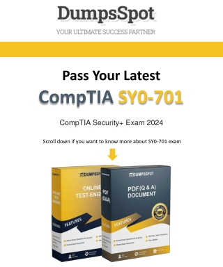 Download DumpsSpot SY0-701 Dumps PDF – Latest CompTIA Security  Exam Questions