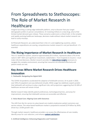 From Spreadsheets to Stethoscopes The Role of Market Research in Healthcare