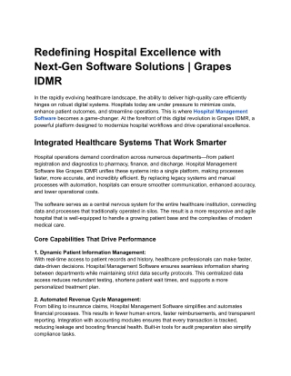 Redefining Hospital Excellence with Next-Gen Software Solutions |Grapes IDMR