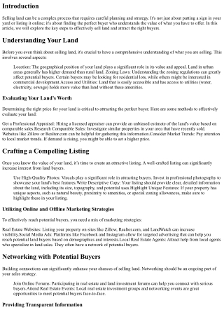 Finding the Perfect Buyer for Your Land