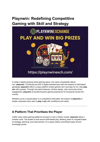 Playnwin_ Redefining Competitive Gaming with Skill and Strategy