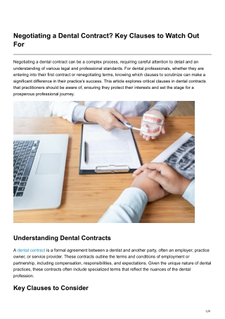 Negotiating a Dental Contract Key Clauses to Watch Out For