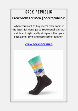 Crew Socks For Men | Sockrepublic.in