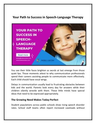 Your Path to Success in Speech-Language Therapy