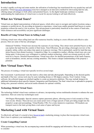 Virtual Tours: The Future of Showcasing Land for Sale