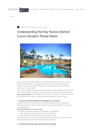 Luxury vacation rental pricing factors