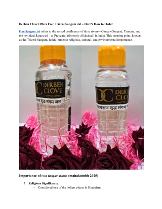 Derben Clove Offers Free Triveni Sangam Jal – Here's How to Order