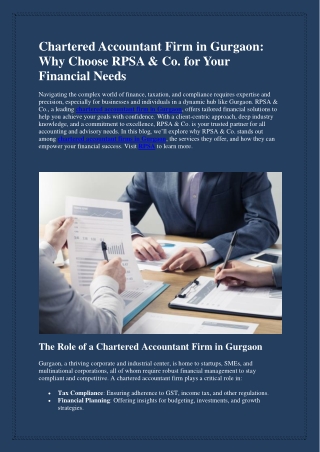 Chartered Accountant Firm in Gurgaon