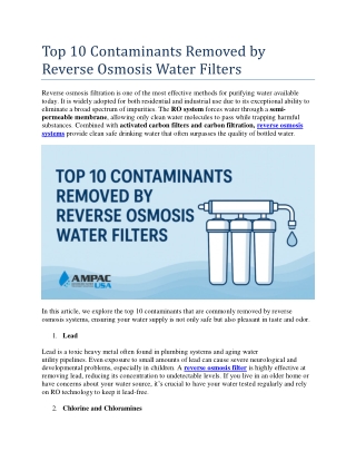 Top 10 Contaminants Removed by Reverse Osmosis