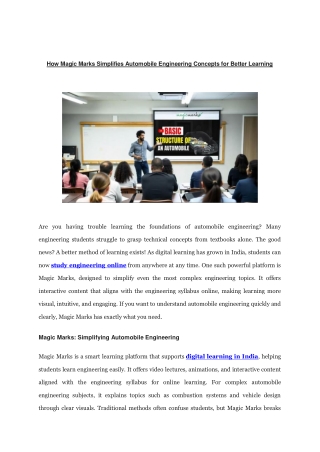 How Magic Marks Simplifies Automobile Engineering Concepts for Better Learning