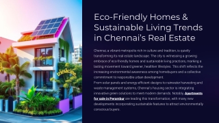 Eco-Friendly Homes & Sustainable Living Trends in Chennai’s Real Estate