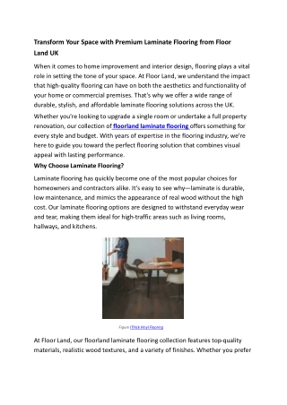 Transform Your Space with Premium Laminate Flooring from Floor Land UK