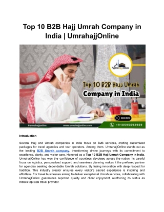 Top 10 B2B Hajj Umrah Company in India | UmrahajjOnline