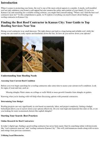 Finding the Best Roof Contractor in Kansas City: Your Guide to Top Roofing Servi