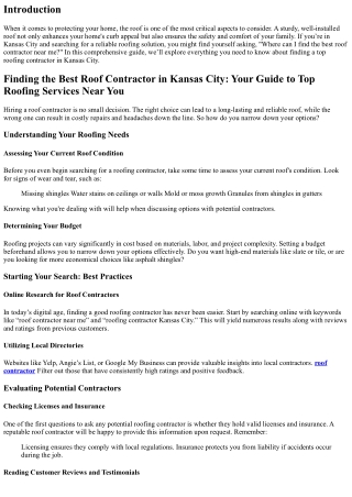Finding the Best Roof Contractor in Kansas City: Your Guide to Top Roofing Servi