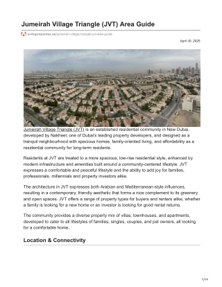 Jumeirah Village Triangle JVT Area Guide