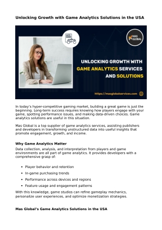 Unlocking Growth with Game Analytics Solutions in the USA