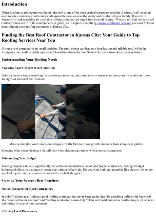 Finding the Best Roof Contractor in Kansas City: Your Guide to Top Roofing Servi