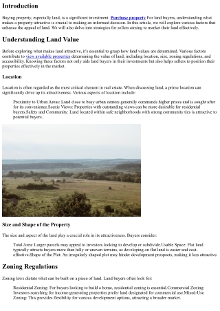 What Makes a Property Attractive to Land Buyers