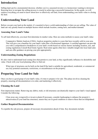 Selling Land: A Step-by-Step Guide