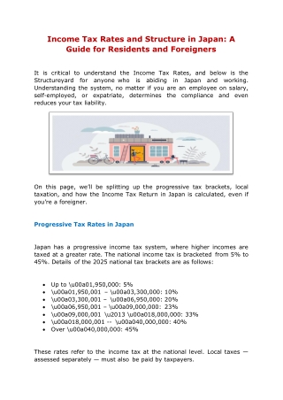 Income Tax Rates and Structure in Japan: A Guide for Residents and Foreigners
