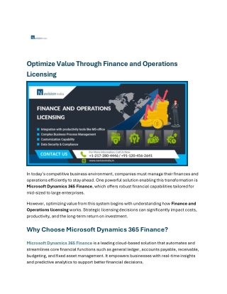 Optimize Value Through Finance and Operations Licensing